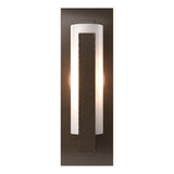 Hubbardton Forge 2002 Bronze Opal Glass (GG) Forged Vertical Bar Sconce - Steel Backplate