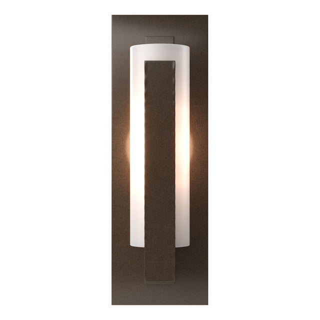 Hubbardton Forge 2002 Bronze Opal Glass (GG) Forged Vertical Bar Sconce - Steel Backplate