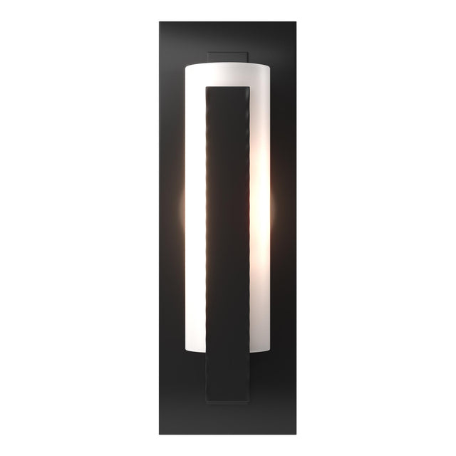 Hubbardton Forge 2002 Black Opal Glass (GG) Forged Vertical Bar Sconce - Steel Backplate