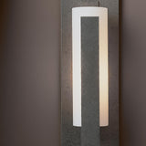 Hubbardton Forge 2002 Natural Iron Opal Glass (GG) Forged Vertical Bar Sconce - Steel Backplate