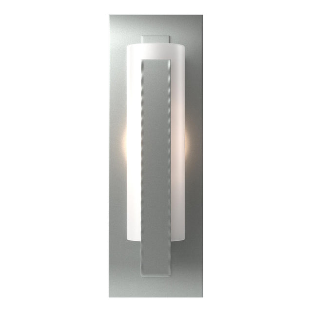 Hubbardton Forge 2002 Vintage Platinum Opal Glass (GG) Forged Vertical Bar Sconce - Steel Backplate