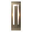 Hubbardton Forge 2002 Soft Gold Opal Glass (GG) Forged Vertical Bar Sconce - Steel Backplate