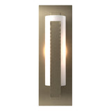 Hubbardton Forge 2002 Soft Gold Opal Glass (GG) Forged Vertical Bar Sconce - Steel Backplate