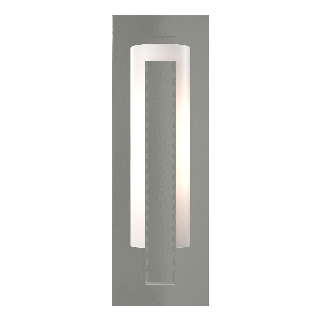 Hubbardton Forge 2002 Sterling Opal Glass (GG) Forged Vertical Bar Sconce - Steel Backplate