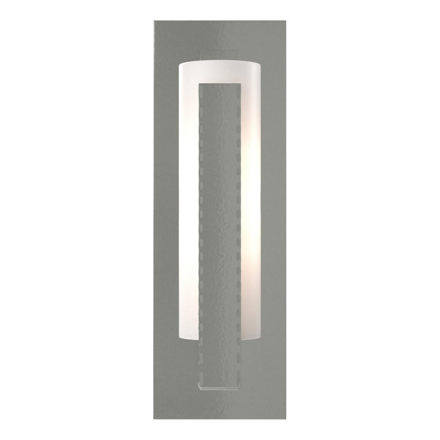 Hubbardton Forge 2002 Sterling Opal Glass (GG) Forged Vertical Bar Sconce - Steel Backplate