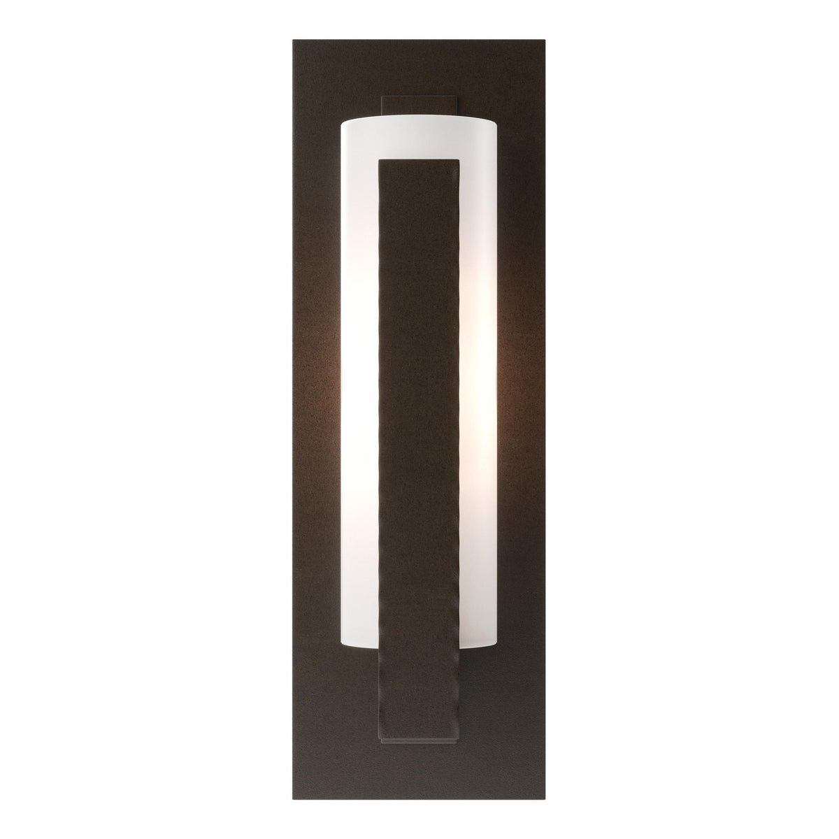 Hubbardton Forge 2002 Oil Rubbed Bronze Opal Glass (GG) Forged Vertical Bar Sconce - Steel Backplate