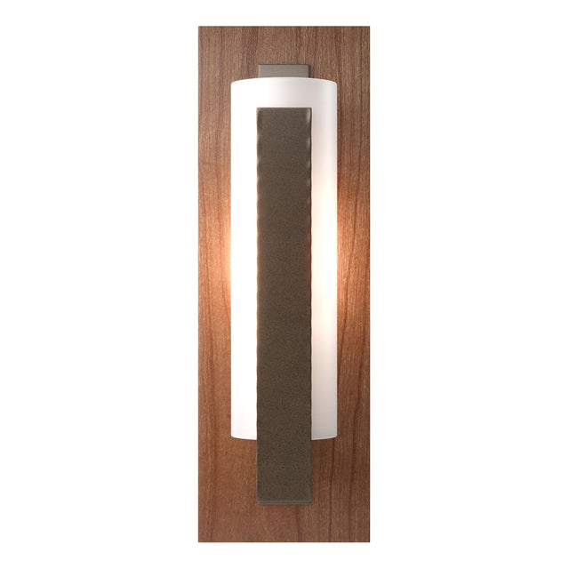Hubbardton Forge 2022 Bronze Cherry Opal Glass (GG) Forged Vertical Bar Sconce - Cherry or Copper Backplate