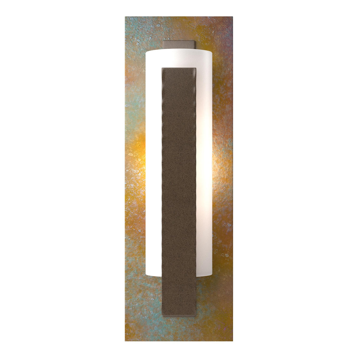 Hubbardton Forge 2022 Bronze Copper Opal Glass (GG) Forged Vertical Bar Sconce - Cherry or Copper Backplate