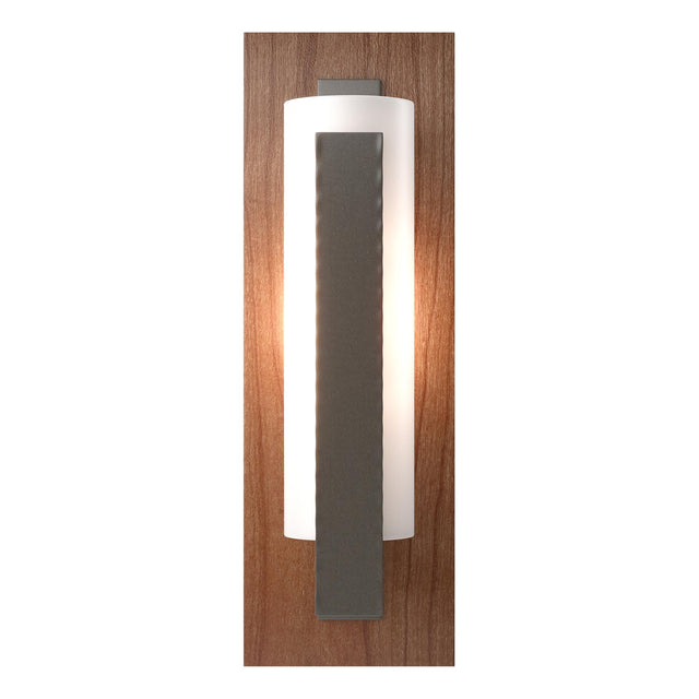 Hubbardton Forge 2022 Dark Smoke Cherry Opal Glass (GG) Forged Vertical Bar Sconce - Cherry or Copper Backplate