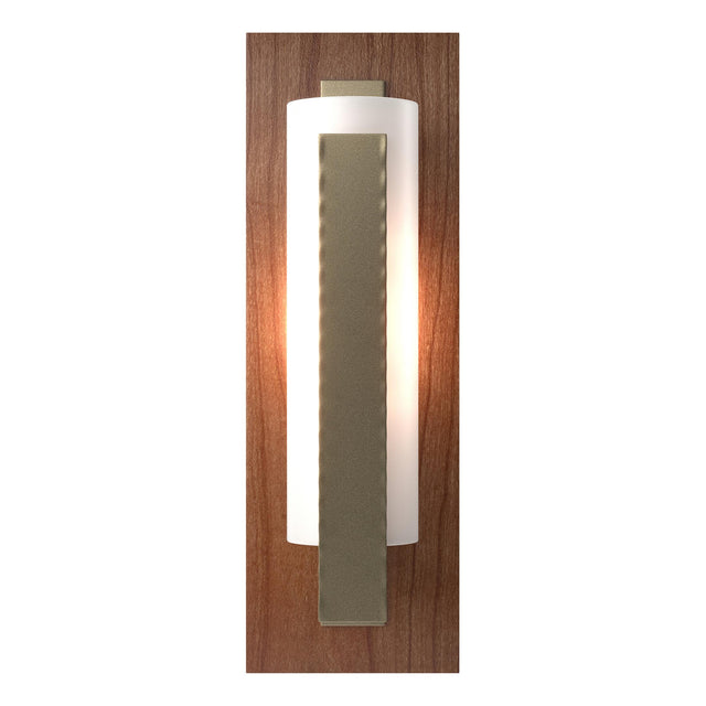 Hubbardton Forge 2022 Soft Gold Cherry Opal Glass (GG) Forged Vertical Bar Sconce - Cherry or Copper Backplate