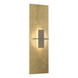 Hubbardton Forge 2010 Modern Brass White Art Glass (BB) Aperture Vertical Sconce