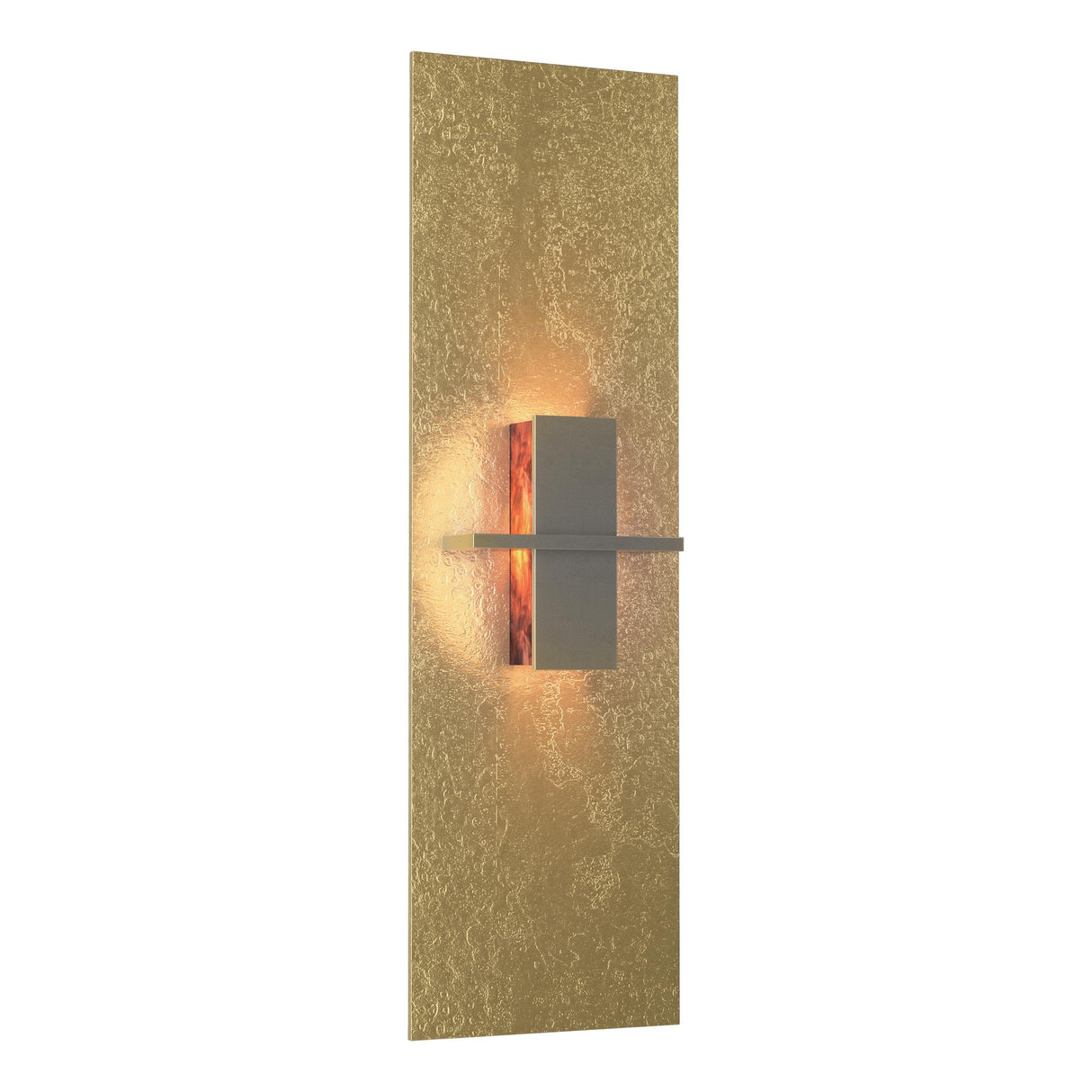 Hubbardton Forge 2010 Modern Brass Topaz Glass (ZB) Aperture Vertical Sconce