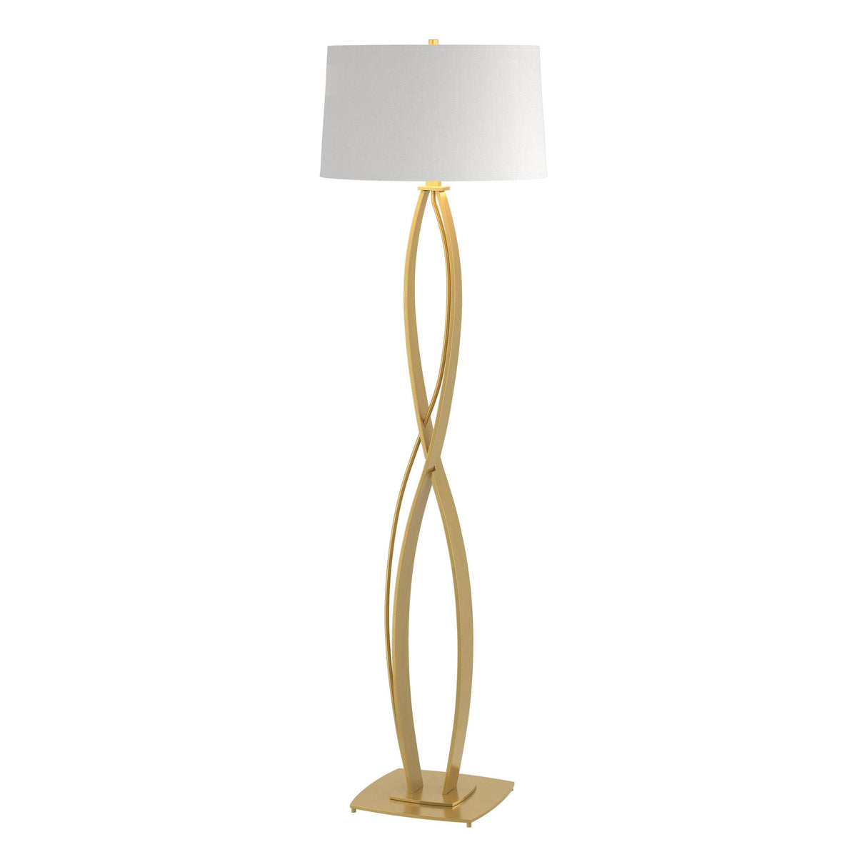 Hubbardton Forge 2006 Modern Brass Natural Anna Shade (SF) Almost Infinity Floor Lamp