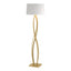 Hubbardton Forge 2006 Modern Brass Natural Anna Shade (SF) Almost Infinity Floor Lamp