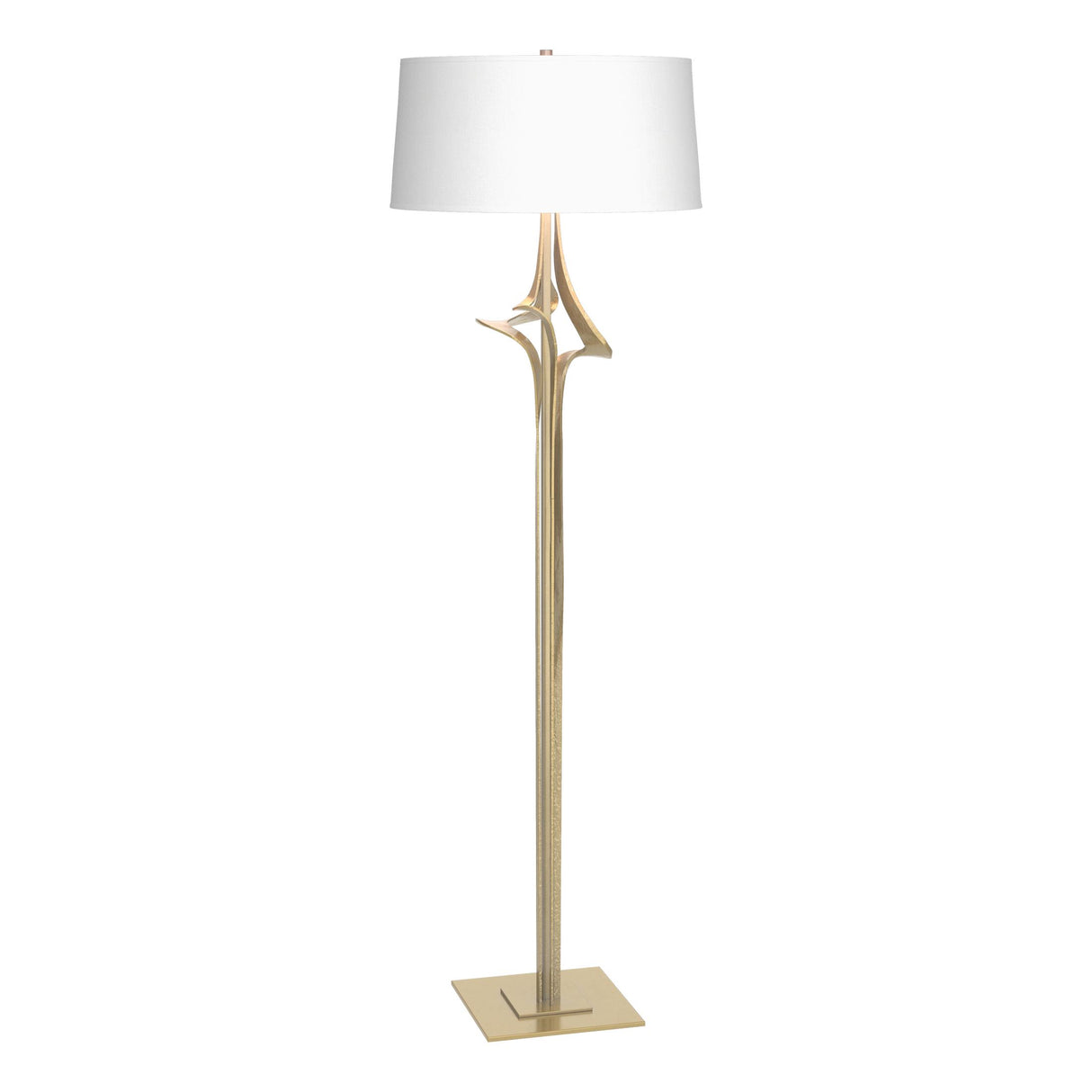 Hubbardton Forge 2010 Modern Brass Natural Anna Shade (SF) Antasia Floor Lamp