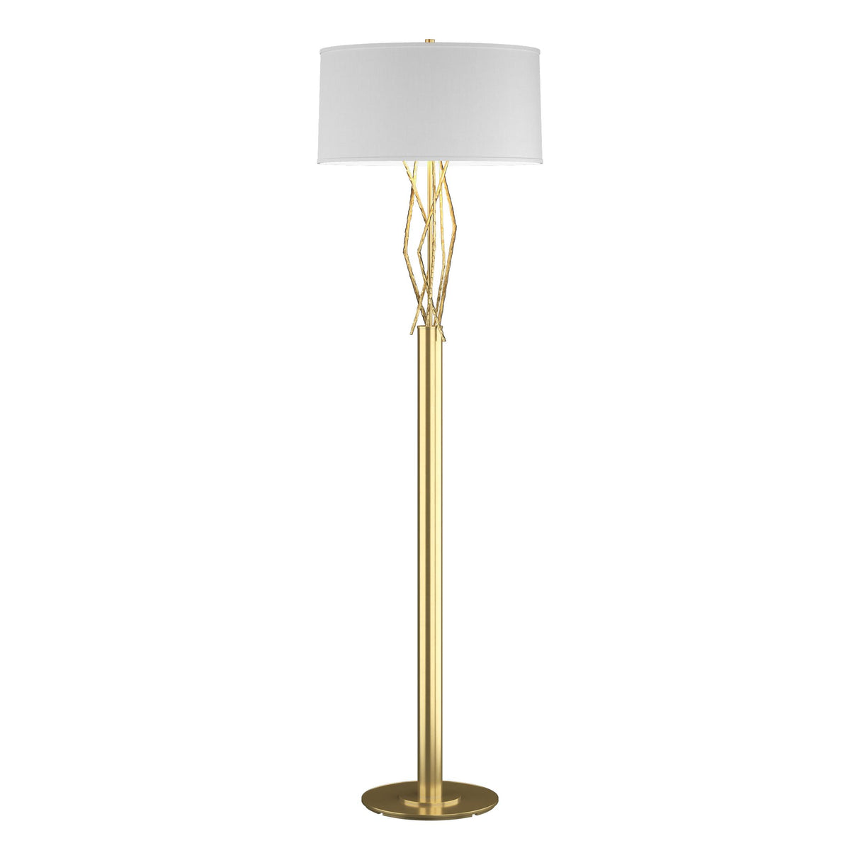 Hubbardton Forge 2012 Modern Brass Natural Anna Shade (SF) Brindille Floor Lamp