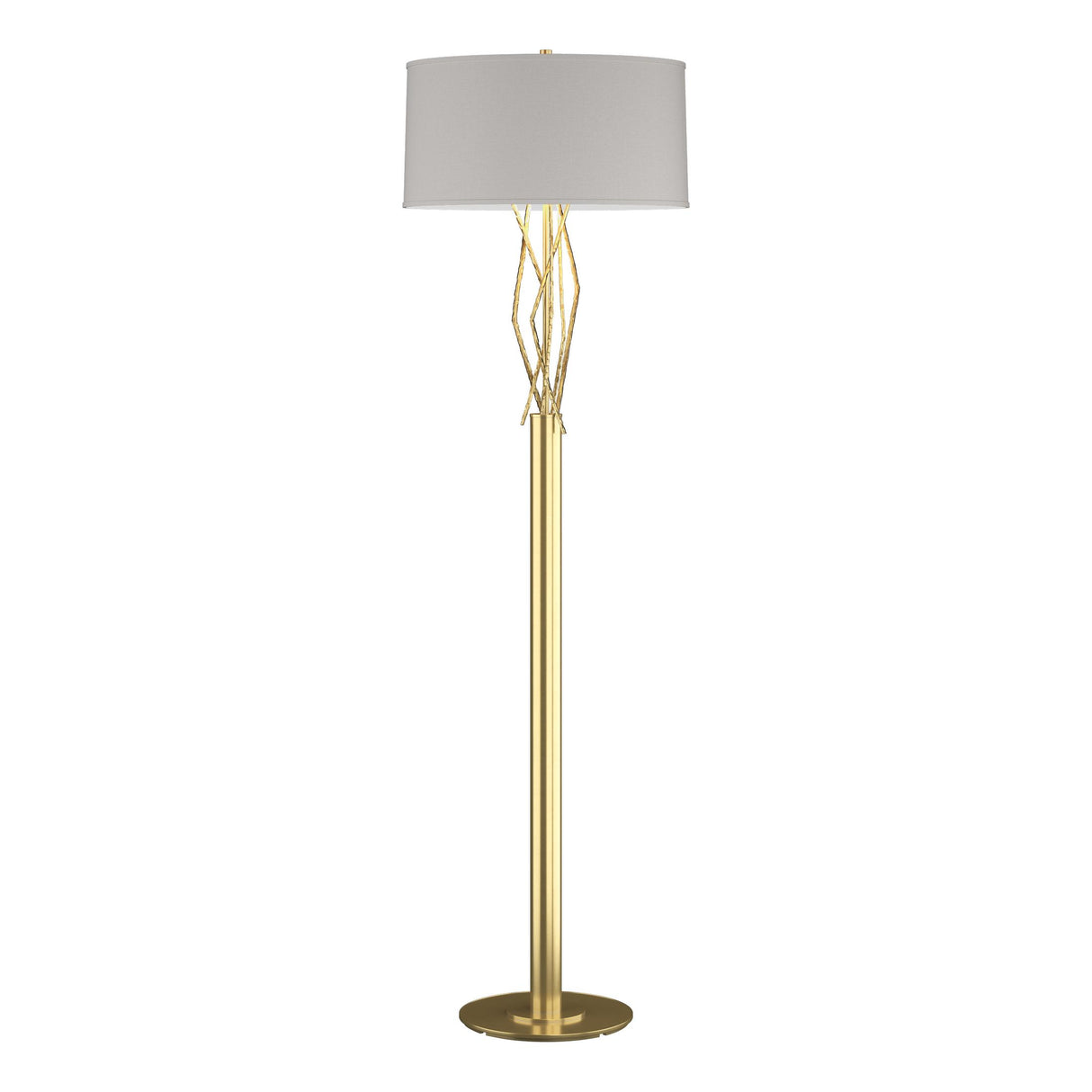 Hubbardton Forge 2012 Modern Brass Flax Shade (SE) Brindille Floor Lamp