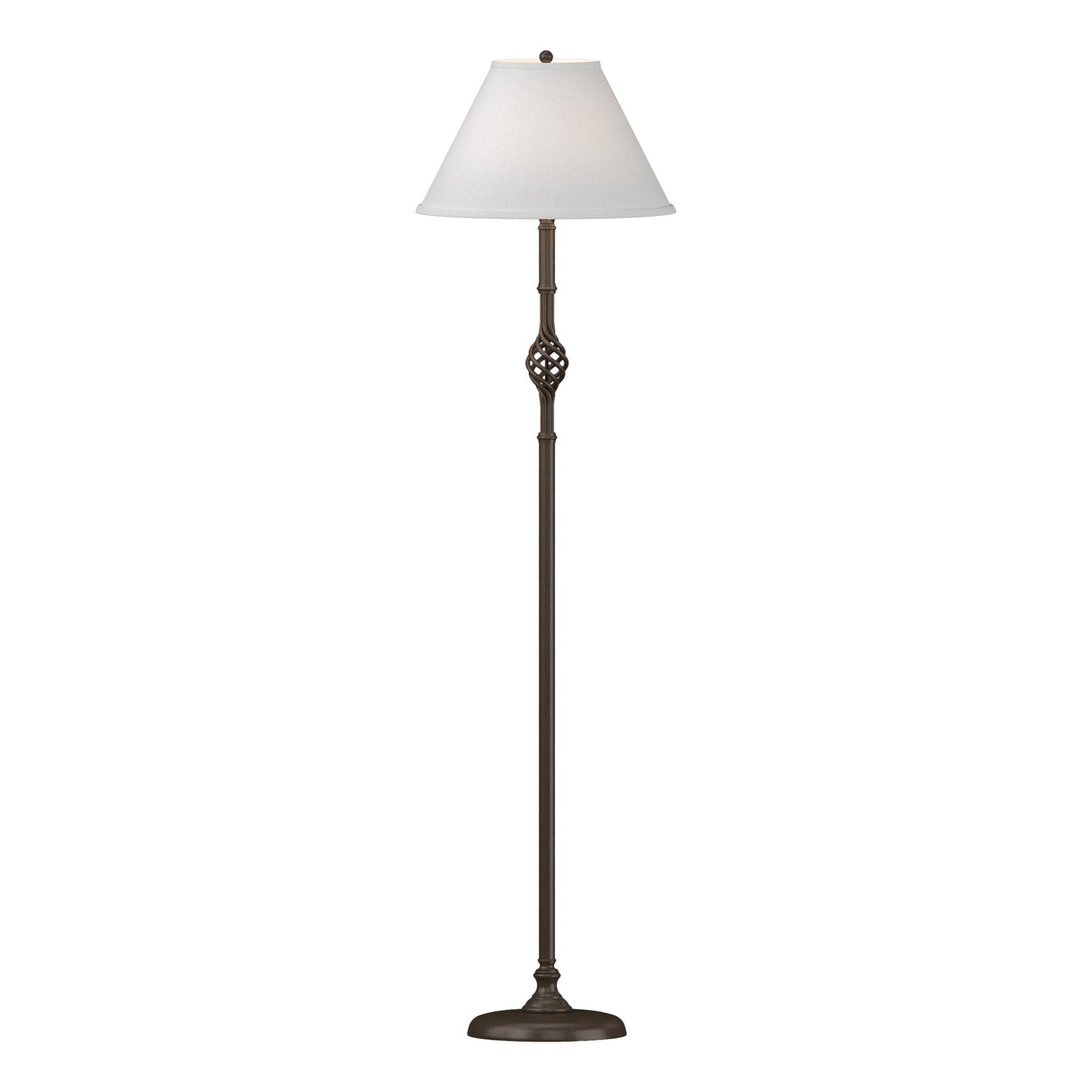 Hubbardton Forge 1998 Bronze Natural Anna Shade (SF) Twist Basket Floor Lamp