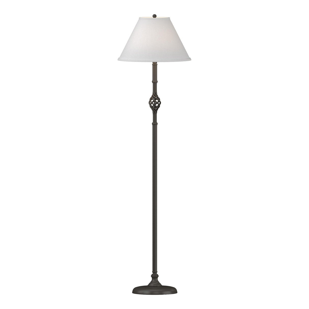 Hubbardton Forge 1998 Dark Smoke Natural Anna Shade (SF) Twist Basket Floor Lamp