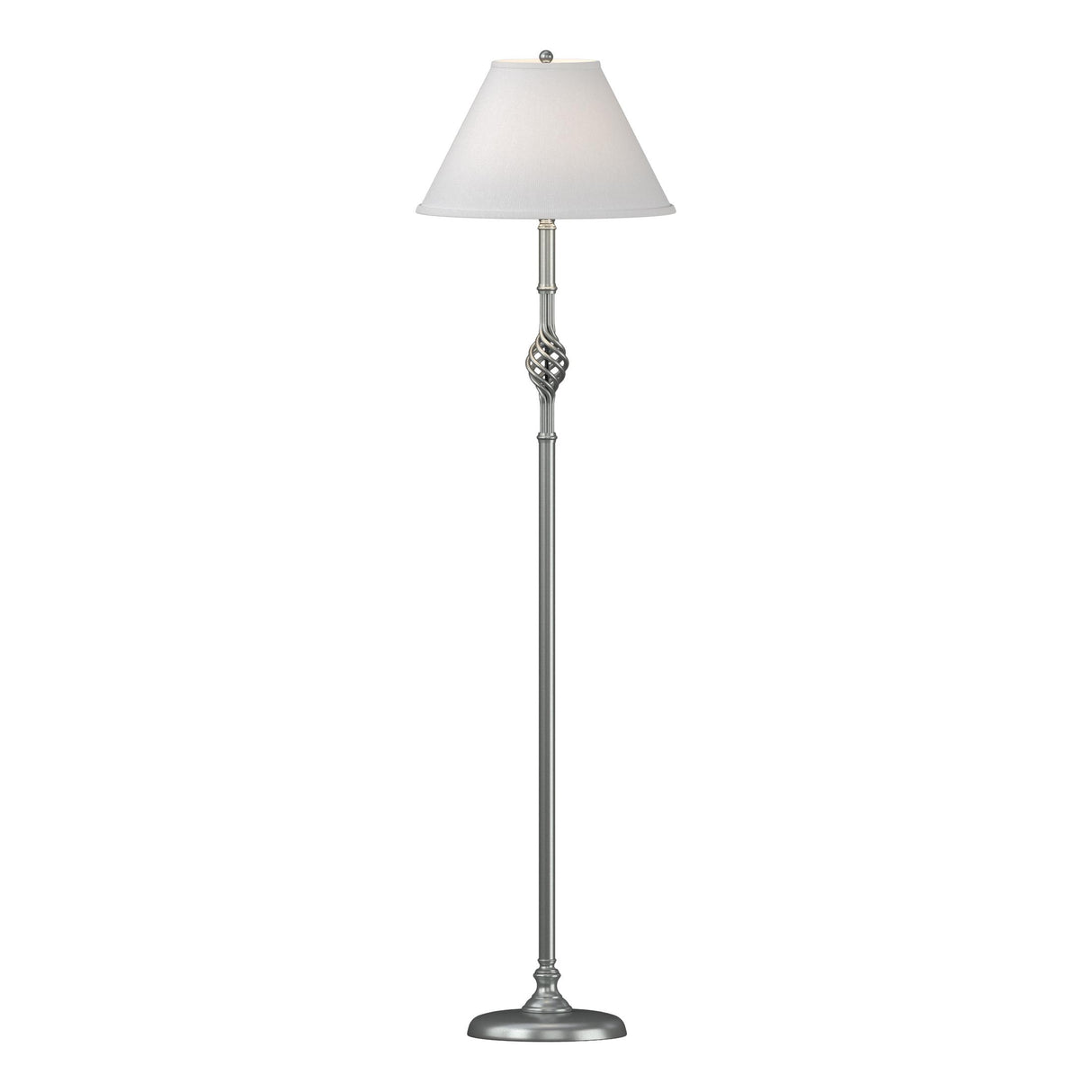 Hubbardton Forge 1998 Vintage Platinum Natural Anna Shade (SF) Twist Basket Floor Lamp