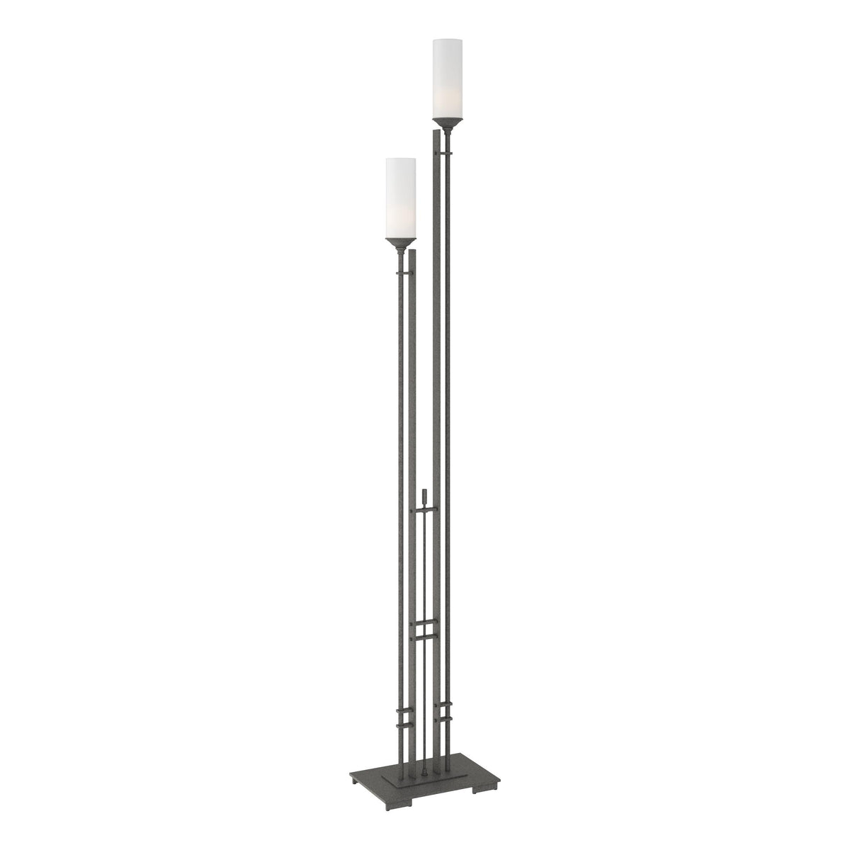 Hubbardton Forge 2004 Natural Iron Opal Glass (GG) Metra Twin Tall Floor Lamp