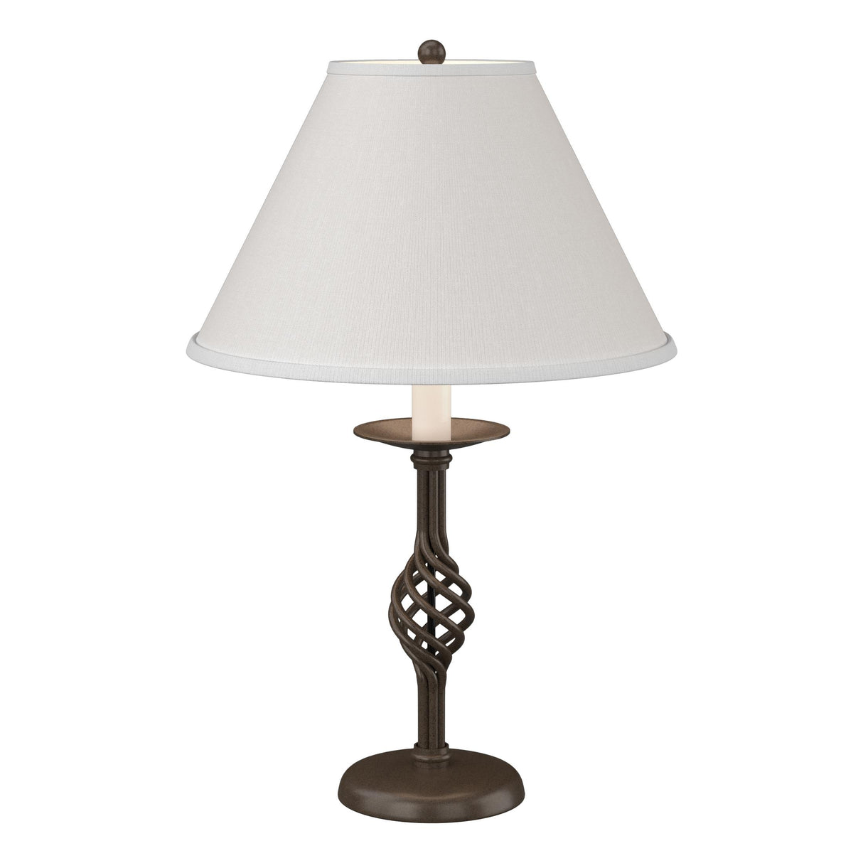Hubbardton Forge 1992 Bronze Natural Anna Shade (SF) Twist Basket Table Lamp