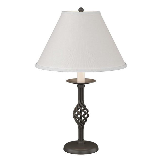 Hubbardton Forge 1992 Dark Smoke Natural Anna Shade (SF) Twist Basket Table Lamp