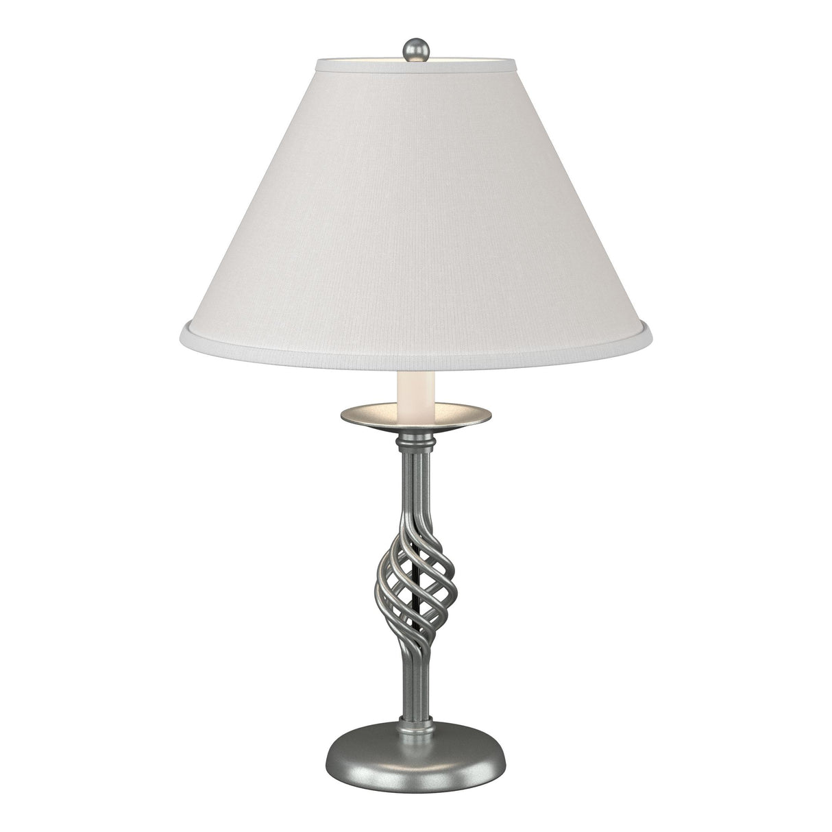 Hubbardton Forge 1992 Vintage Platinum Natural Anna Shade (SF) Twist Basket Table Lamp