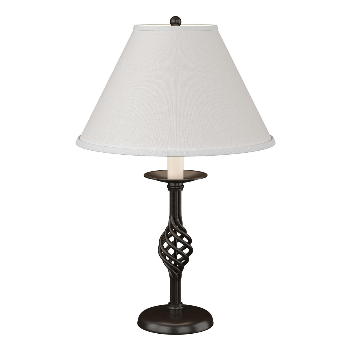 Hubbardton Forge 1992 Oil Rubbed Bronze Natural Anna Shade (SF) Twist Basket Table Lamp