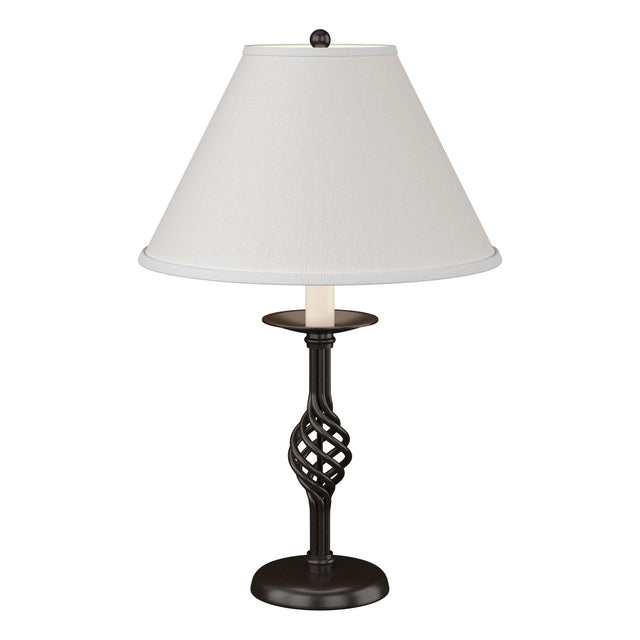 Hubbardton Forge 1992 Oil Rubbed Bronze Natural Anna Shade (SF) Twist Basket Table Lamp