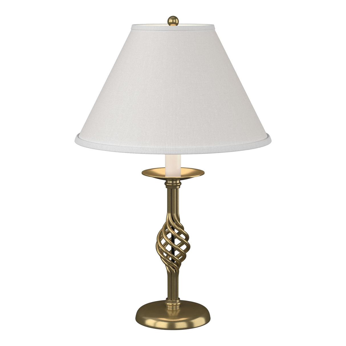 Hubbardton Forge 1992 Modern Brass Natural Anna Shade (SF) Twist Basket Table Lamp