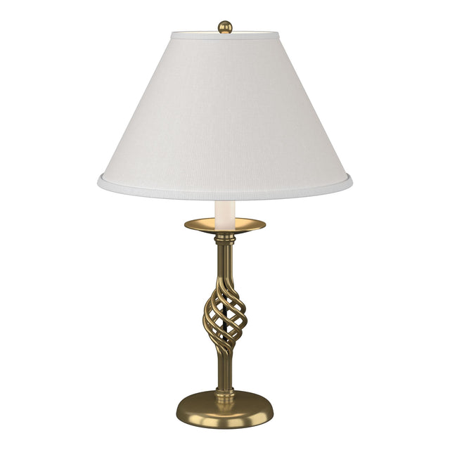 Hubbardton Forge 1992 Modern Brass Natural Anna Shade (SF) Twist Basket Table Lamp