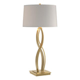Hubbardton Forge 2006 Modern Brass Flax Shade (SE) Almost Infinity Tall Table Lamp