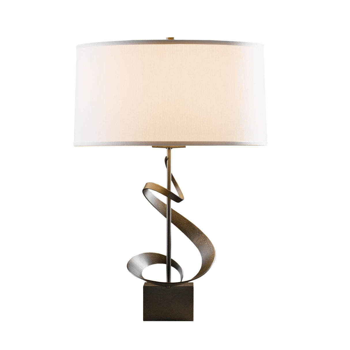 Hubbardton Forge 2011 Dark Smoke Natural Anna Shade (SF) Gallery Spiral Table Lamp