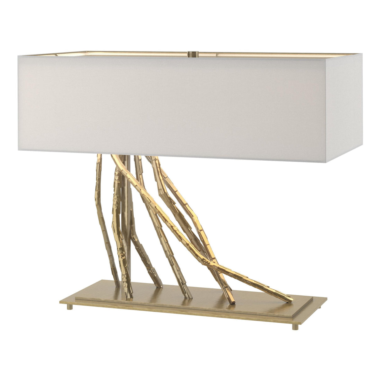 Hubbardton Forge 2012 Modern Brass Natural Anna Shade (SF) Brindille Table Lamp