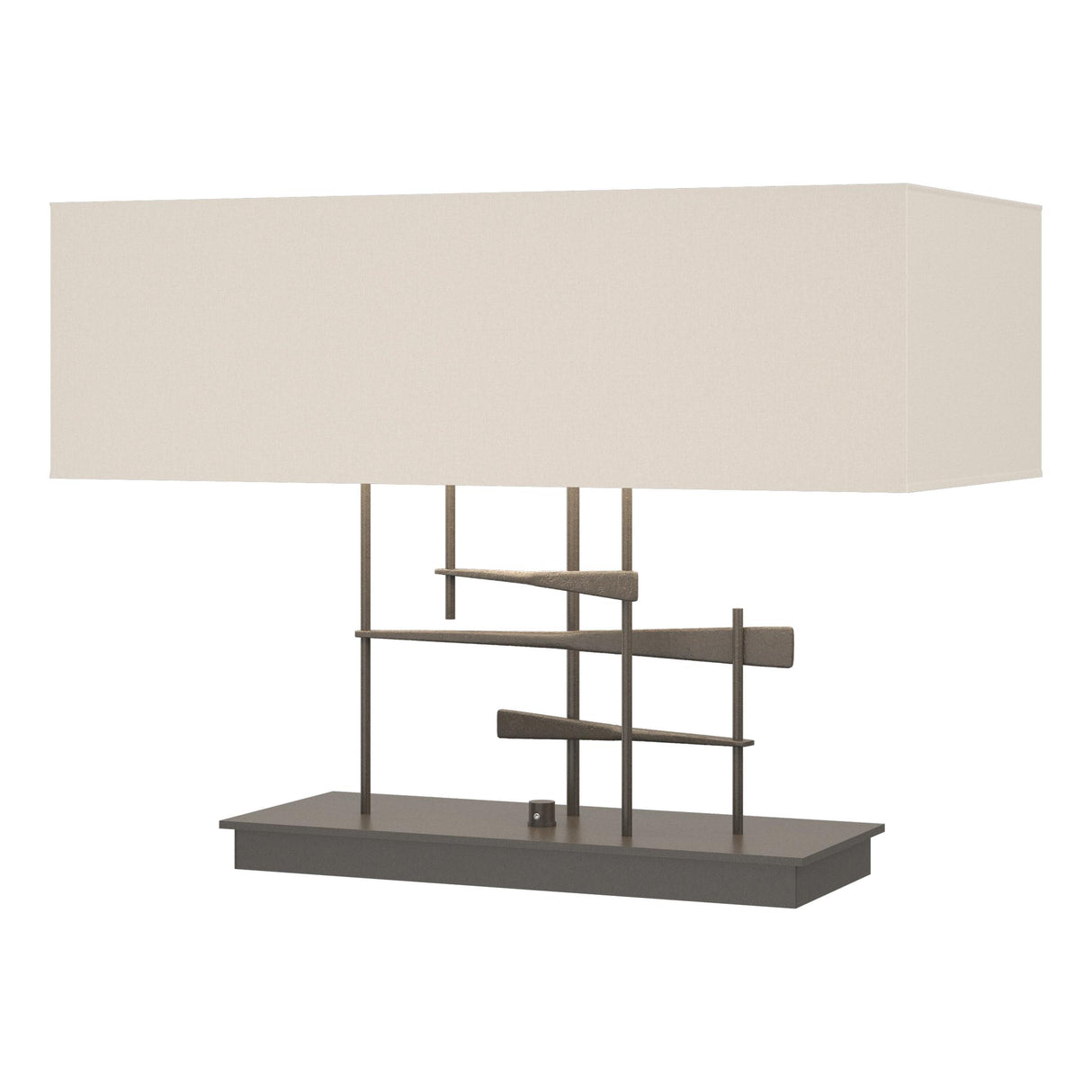 Hubbardton Forge 2013 Dark Smoke Flax Shade (SE) Cavaletti Table Lamp
