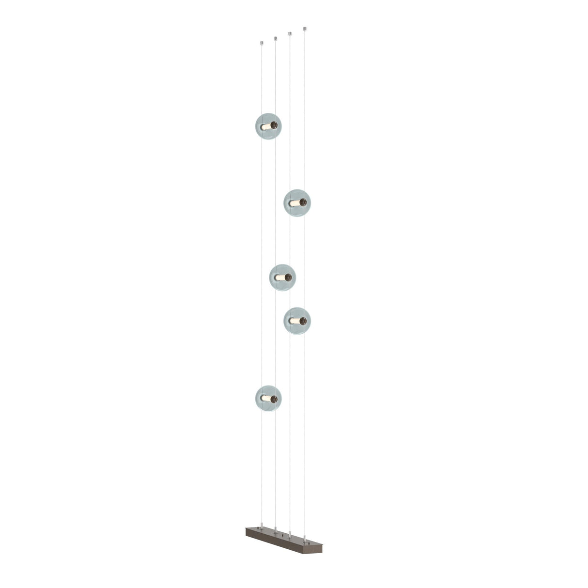 Hubbardton Forge 2020 Bronze Cool Grey Glass (YL) Standard Abacus 5-Light Floor to Ceiling Plug-In LED Lamp