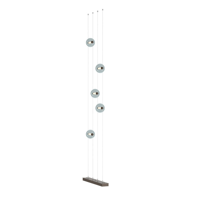 Hubbardton Forge 2020 Bronze Cool Grey Glass (YL) Standard Abacus 5-Light Floor to Ceiling Plug-In LED Lamp