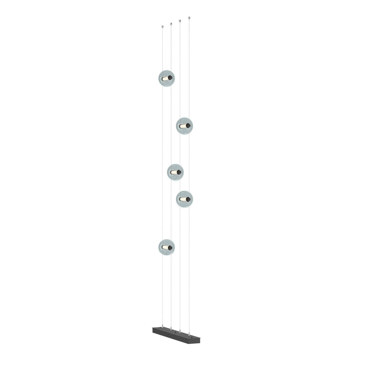 Hubbardton Forge 2020 Black Cool Grey Glass (YL) Standard Abacus 5-Light Floor to Ceiling Plug-In LED Lamp