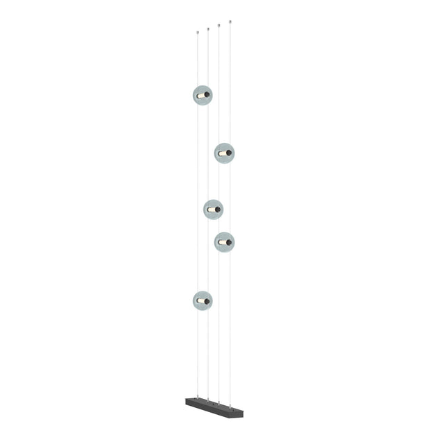 Hubbardton Forge 2020 Black Cool Grey Glass (YL) Standard Abacus 5-Light Floor to Ceiling Plug-In LED Lamp