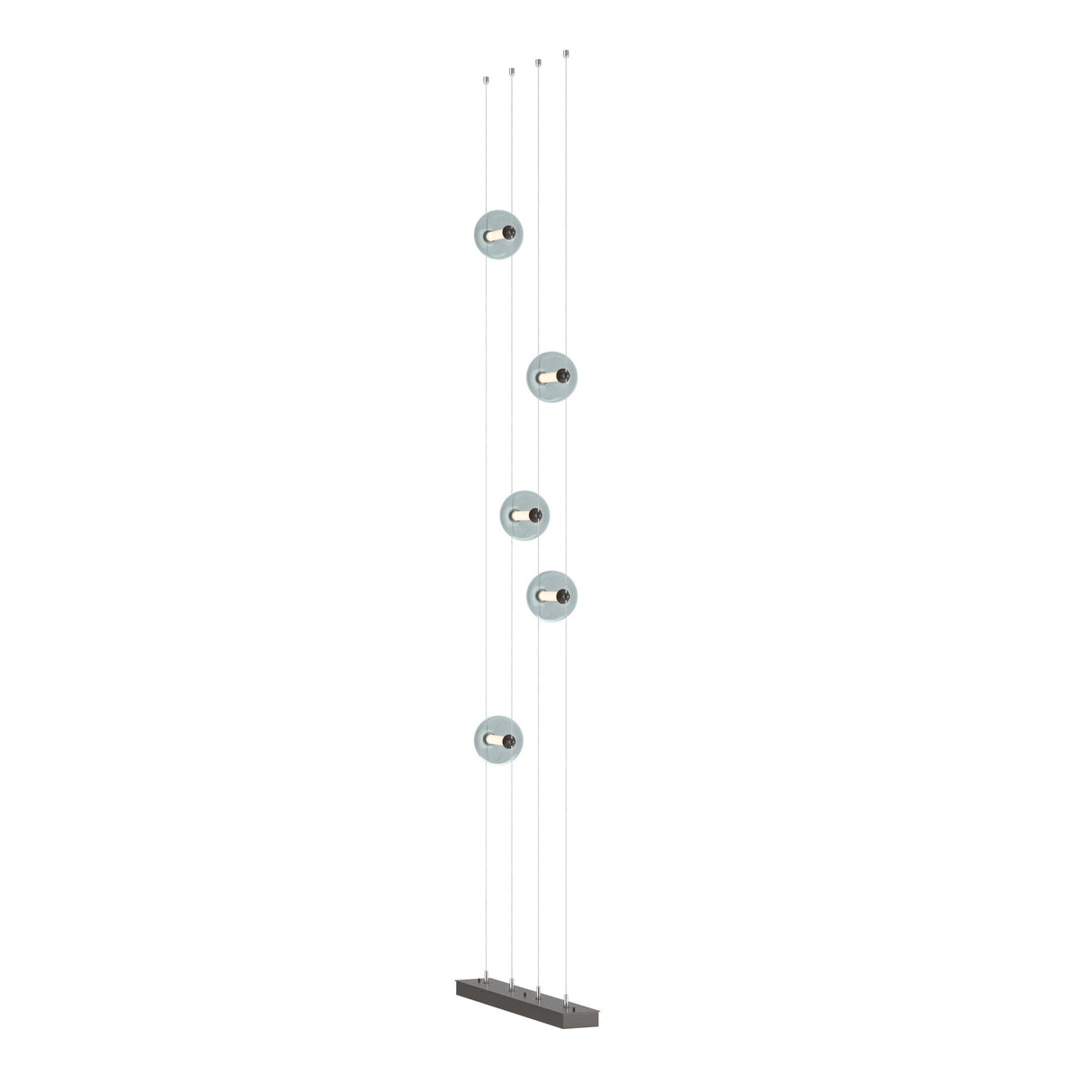 Hubbardton Forge 2020 Oil Rubbed Bronze Cool Grey Glass (YL) Standard Abacus 5-Light Floor to Ceiling Plug-In LED Lamp