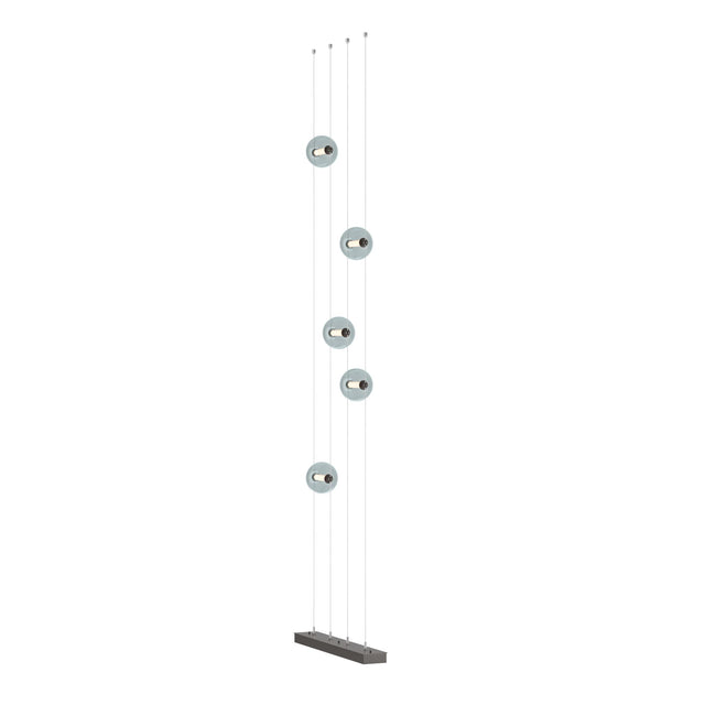 Hubbardton Forge 2020 Oil Rubbed Bronze Cool Grey Glass (YL) Standard Abacus 5-Light Floor to Ceiling Plug-In LED Lamp