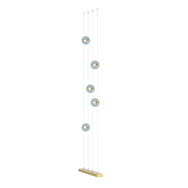 Hubbardton Forge 2020 Modern Brass Cool Grey Glass (YL) Standard Abacus 5-Light Floor to Ceiling Plug-In LED Lamp