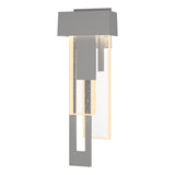 Hubbardton Forge 2018 Coastal Burnished Steel Seeded Clear Glass (II) Left Rainfall LED Outdoor Sconce