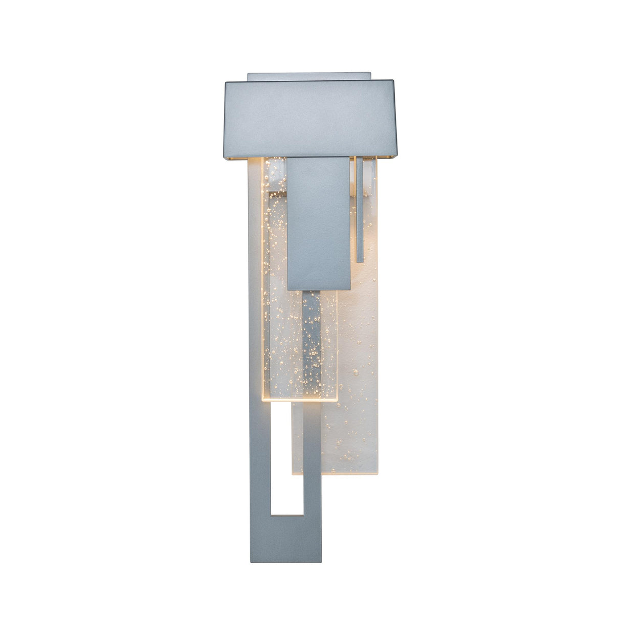 Hubbardton Forge 2018 Coastal Burnished Steel Seeded Clear Glass (II) Left Rainfall LED Outdoor Sconce