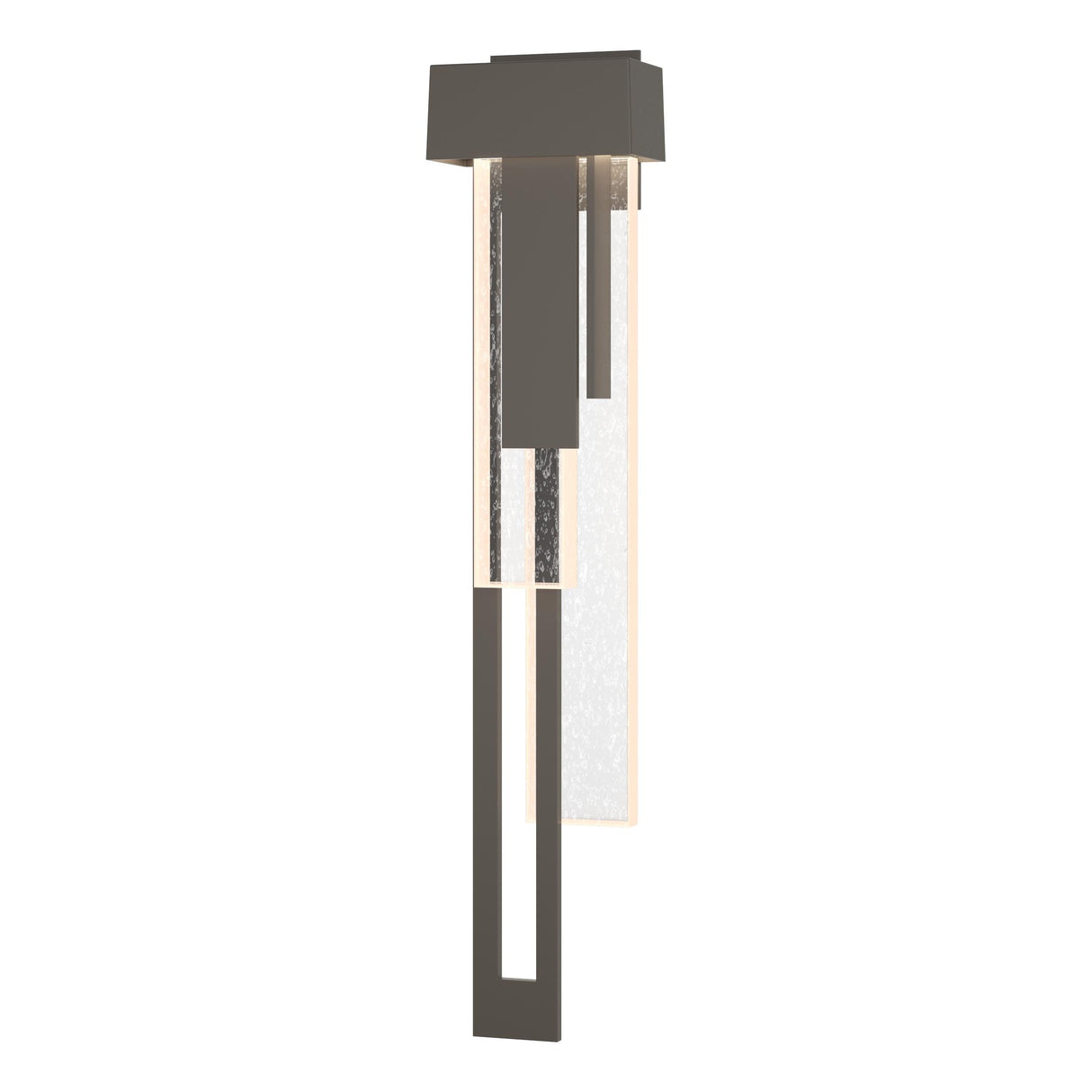 Hubbardton Forge 2018 Coastal Dark Smoke Seeded Clear Glass (II) Left Rainfall Large LED Outdoor Sconce