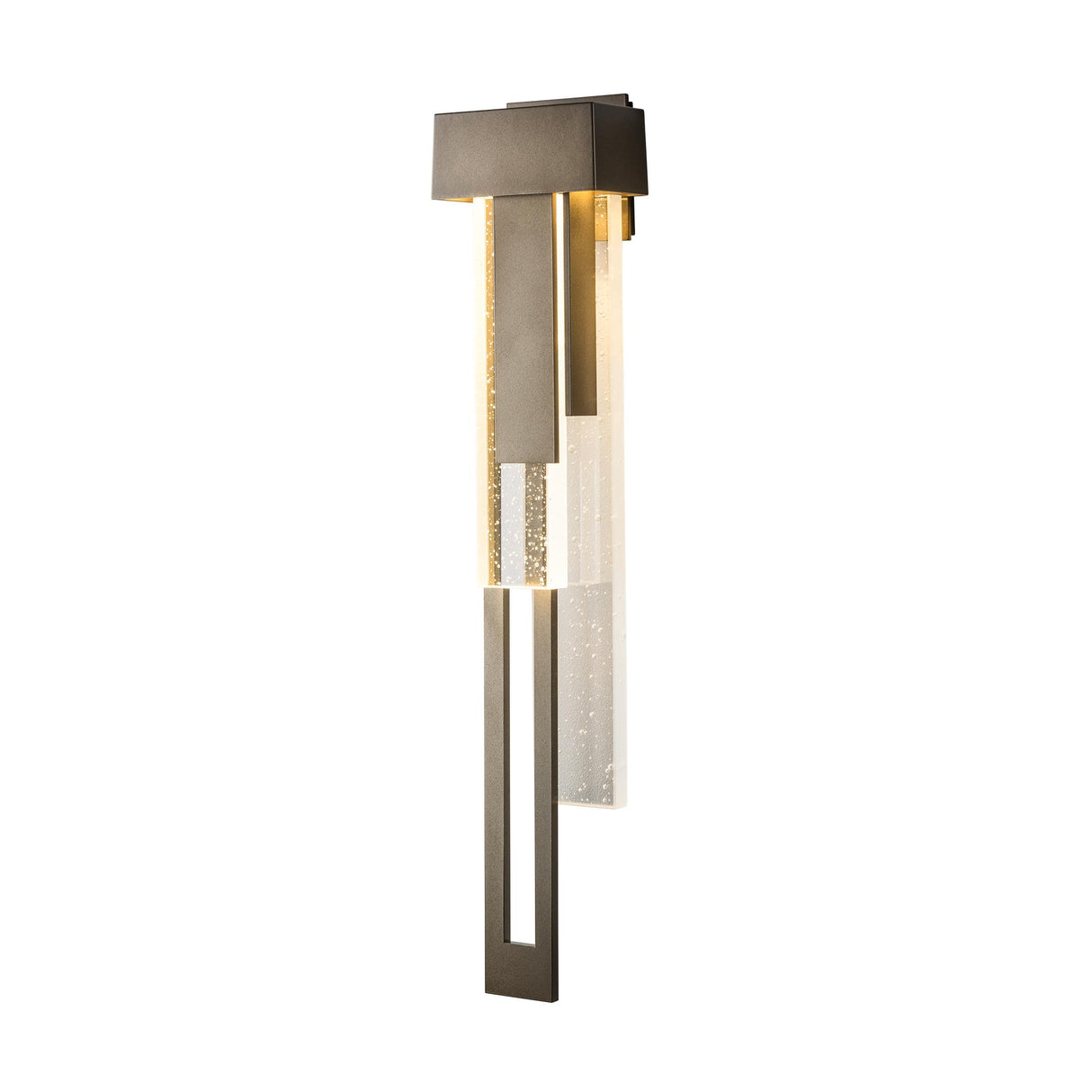 Hubbardton Forge 2018 Coastal Dark Smoke Seeded Clear Glass (II) Left Rainfall Large LED Outdoor Sconce
