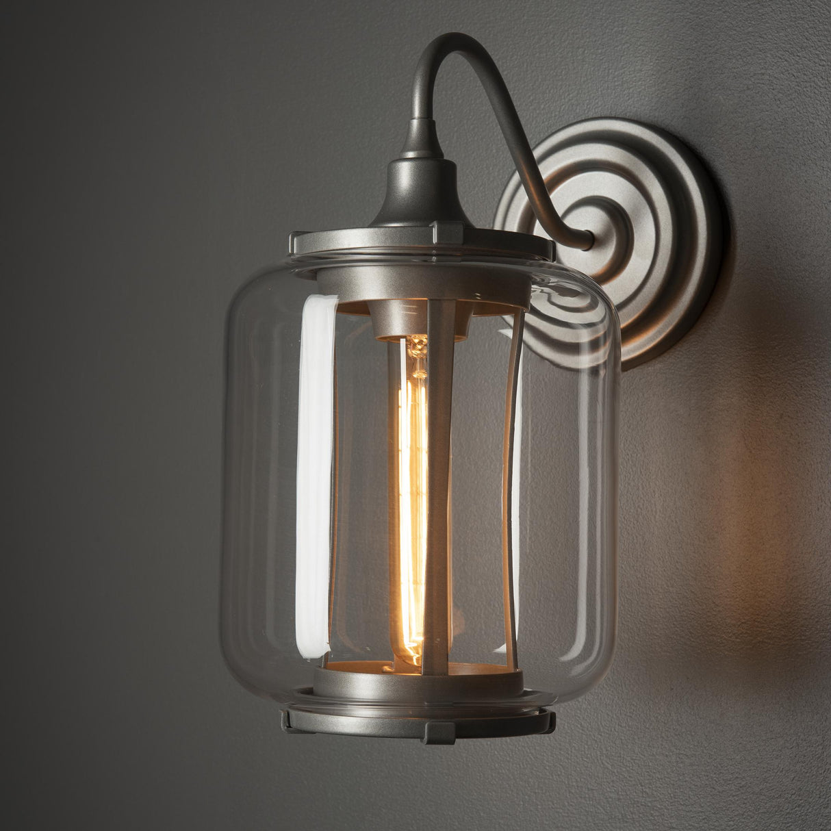 Hubbardton Forge 2022 Coastal Burnished Steel Clear Glass (ZM) Fairwinds Outdoor Sconce