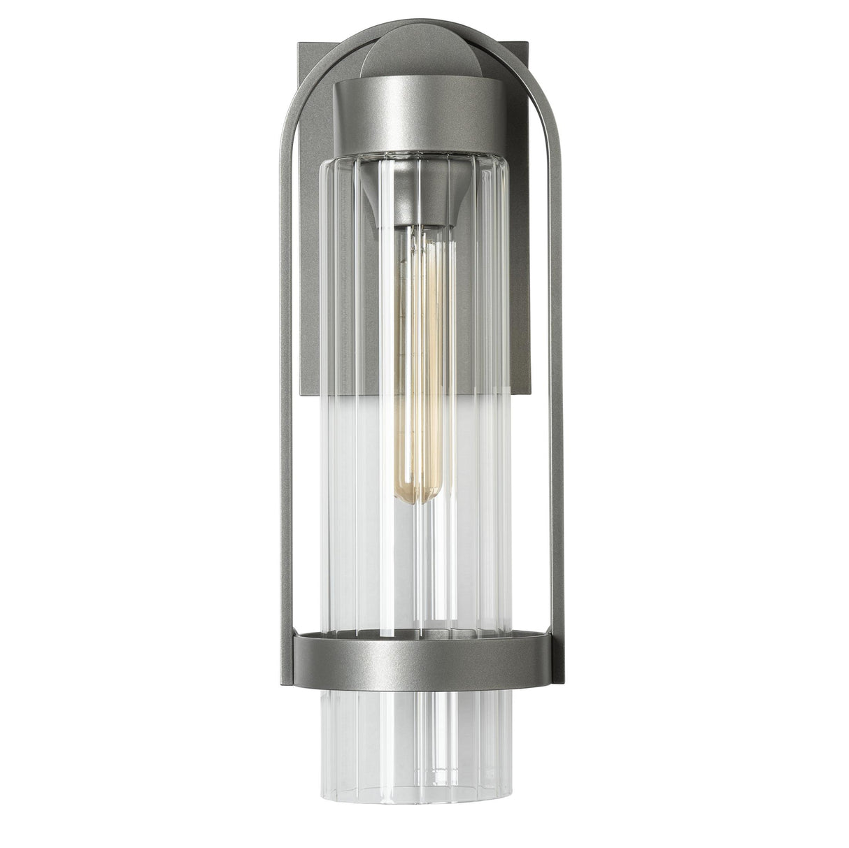 Hubbardton Forge 2023 Coastal Burnished Steel Clear Glass (ZM) Alcove Small Outdoor Sconce