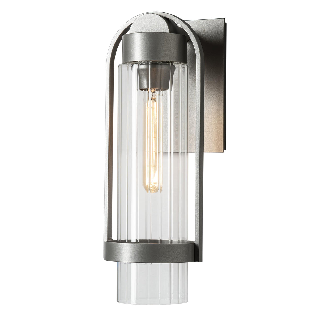 Hubbardton Forge 2023 Coastal Burnished Steel Clear Glass (ZM) Alcove Small Outdoor Sconce